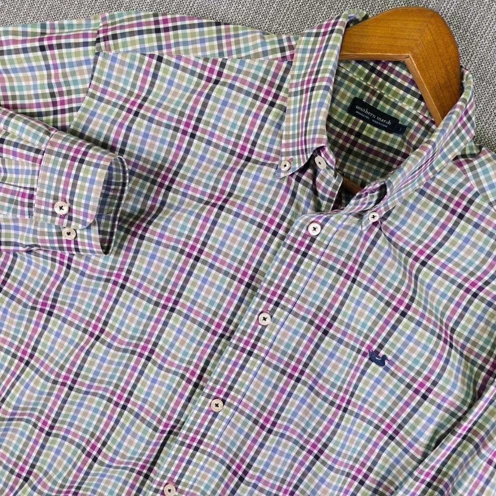Southern Marsh Wrinkle Free Button Down Shirt Large Multicolor Plaid Preppy
